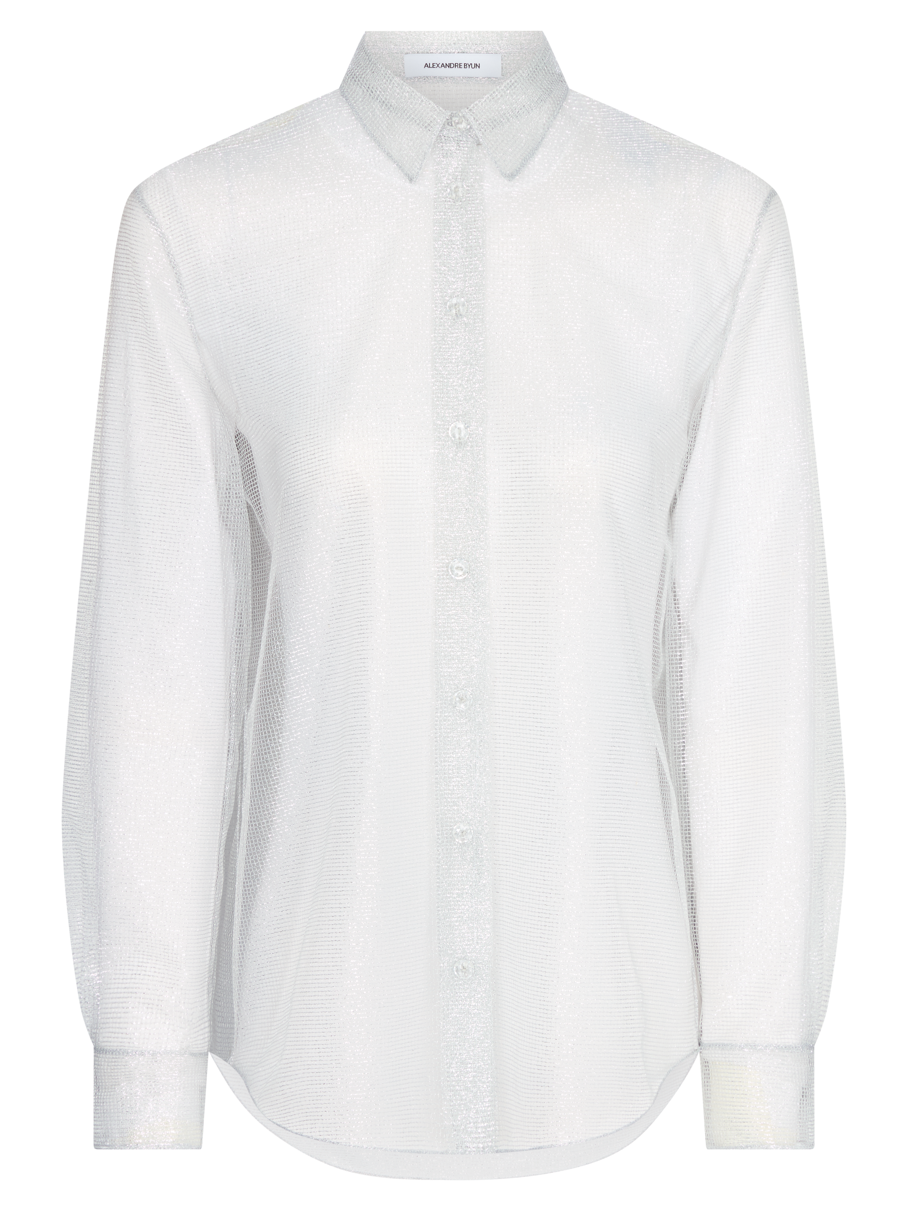 CHUCHOTER SHIRT IN SILVER LAMÉ MESH