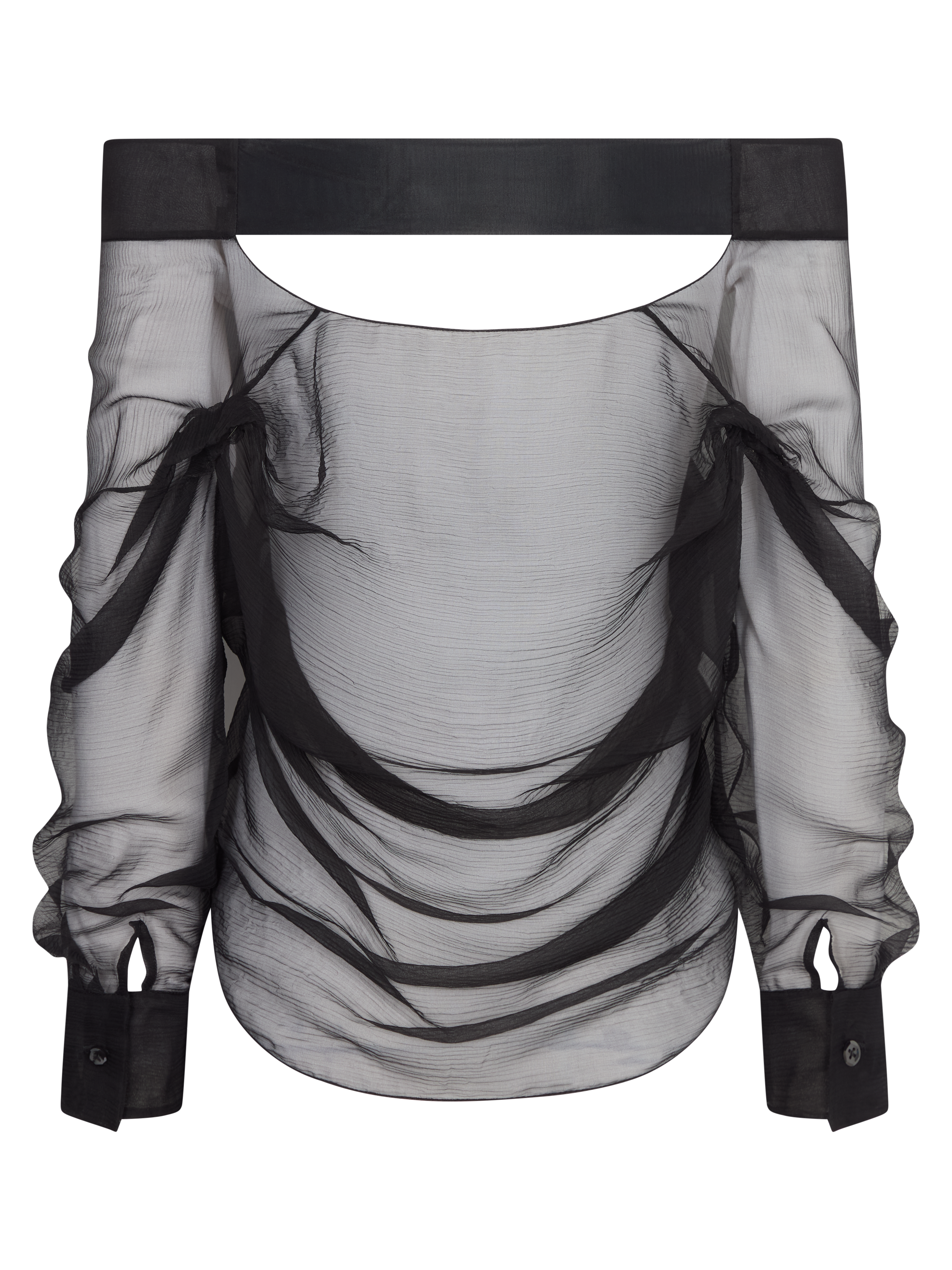 ÉPHÉMÈRE OFF-SHOULDER BLOUSE IN SILK MOUSSELINE