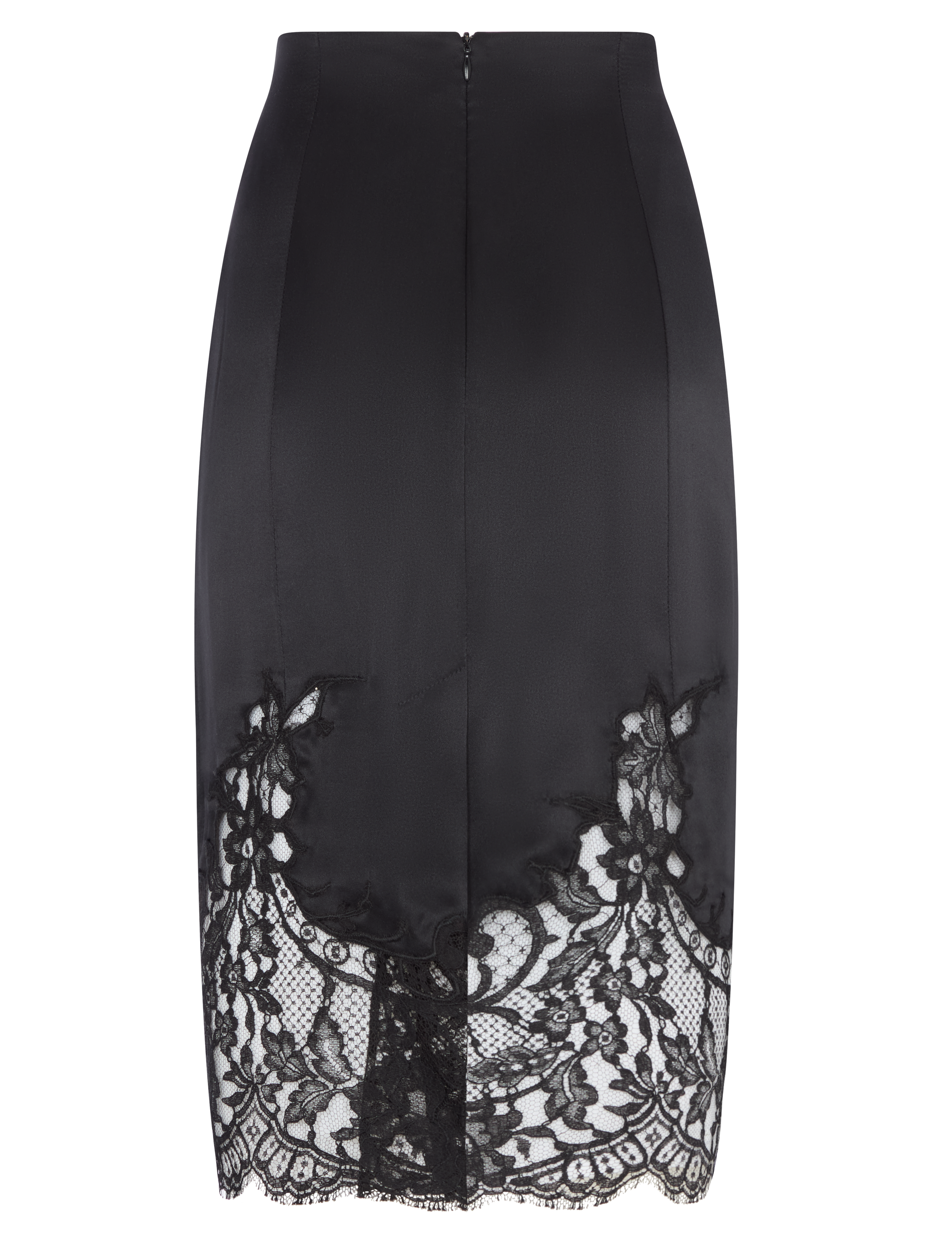 CASSE-COU SKIRT IN SILK SATIN WITH LACE APPLIQUÉ