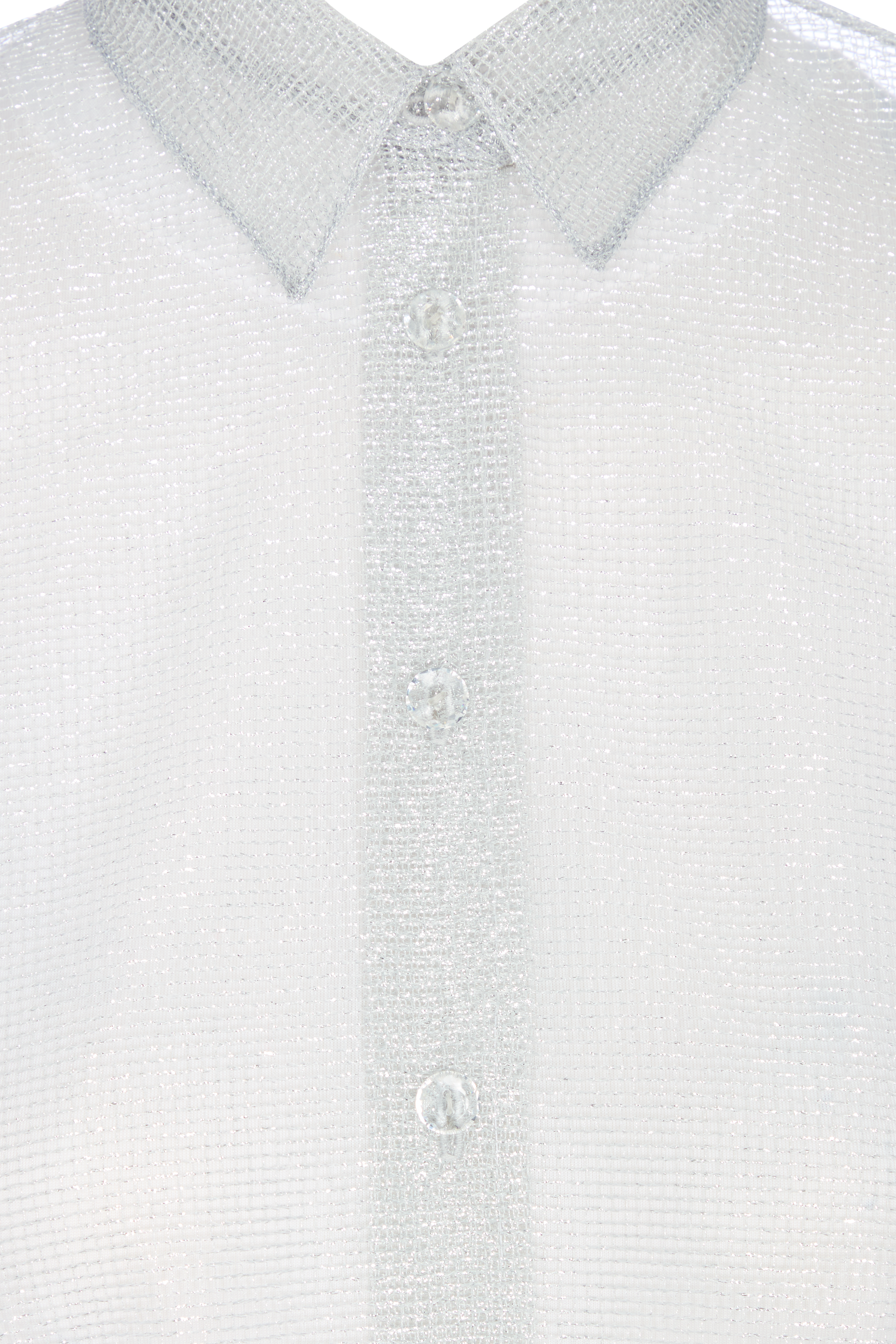 CHUCHOTER SHIRT IN SILVER LAMÉ MESH